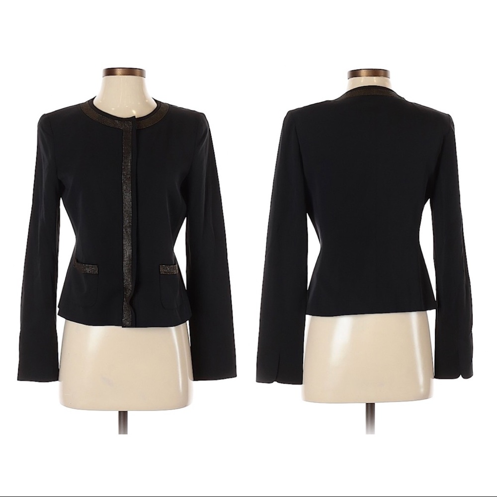 Elie Tahari Black Silk Blazer with Embellishment